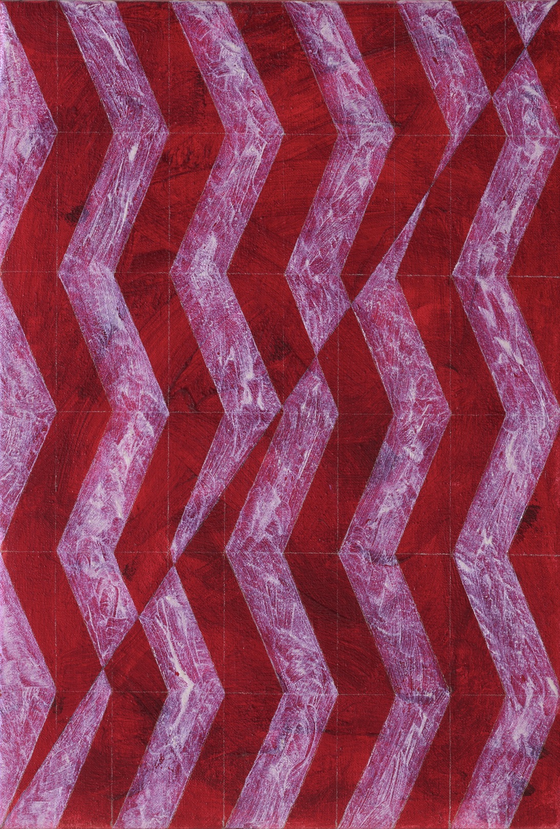 Matthias Esch, system structure (shifting, red I), oil, pen and mother of pearl pigment on linen, 30x20cm, 2025, price on request